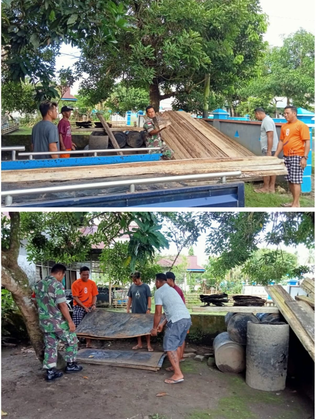 Pengolahan Kopra Babinsa Koramil 03 Beo Bantu Warga Angkut Material